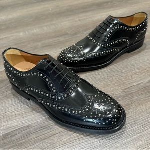 Church’s Burwood Studded Black Leather Studded Oxfords